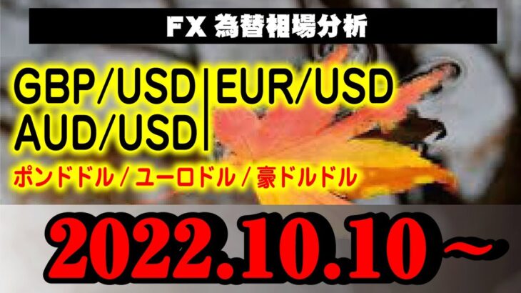 FX為替【GBP(ポンドドル)EUR(ユーロドル)AUD(豪ドルドル)】2022.10.10相場分析(倍速再生推奨)