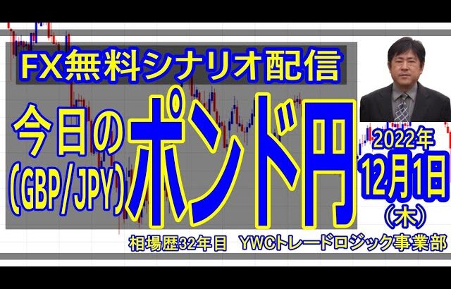 【FX】今日のポンド円 最新予想【12月1日(木)】毎朝更新 [ 2022年]｜勝ち組FXトレーダーを育成するYWCトレードロジック事業部：若尾 裕二｜