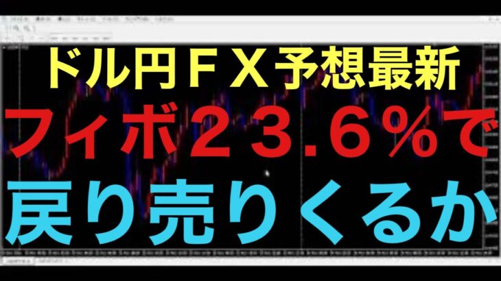 【ドル円FX予想最新】日足または4時間足で下落の起点になったポイントからフィボナッチを引くと23.6％付近で4時間足で上髭出ているので、ここから戻り売りが入るか注目です！もちろん必ず下落するわけでは・