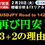 FX ライブ配信、ドル円年内142円予想、再び円安となる３＋２の理由 (2023年2月28日)