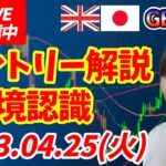 【LIVE】FXポンド円エントリー解説！環境認識チャートの形を確認 2023.04.25(火)