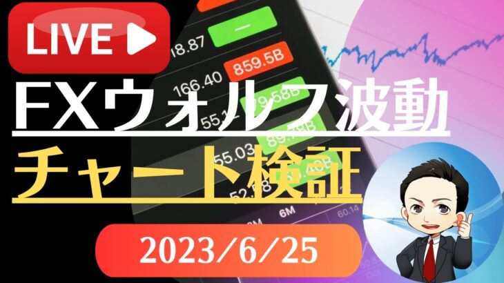 FX雑談ライブ 週末のFXウォルフ波動チャート検証（2023/6/25）