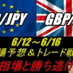 【FX】GBP/JPY ＆ EUR/JPY 6/12～6/16 相場予想＆トレード戦略（リスク相場と勝ち逃げ戦略）