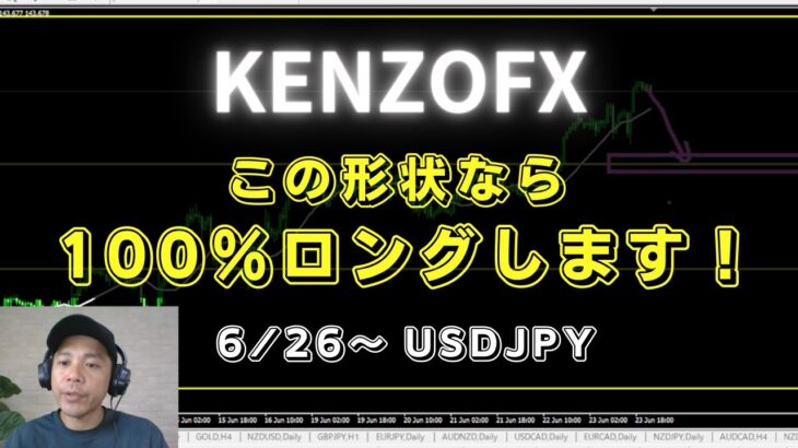 【KENZOFX】この形状なら100％ロングしますっ! ドル円の最新の動きを分析 2023年6月25日　 #fx初心者 #環境認識 #ドル円予想 #チャート分析