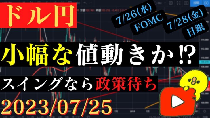 【ドル円】FOMC前に小幅動きとなりそう。🐥2023/07/25🐥