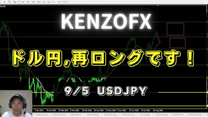 【KENZOFX】予告通り,再ロングです！ ドル円の最新の動きを分析 2023年9月5日　 #fx初心者 #環境認識 #ドル円予想 #チャート分析