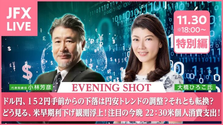 【FX｜ライブ配信】ドル円、１５２円手前からの下落は円安トレンドの調整？それとも転換？2023/11/30（木）