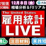 FXライブ/為替予想【実践リアルトレード】ドル/円、豪ドル/円、ユーロ/円、ポンド/円 徹底解説、注目材料（2023年12月8日)