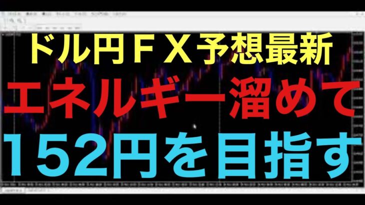 【ドル円FX予想最新】昨日から152円を目指す為にエネルギーをためている状況が続いてるとみてます！果たして一日経った今日動きがあるか注目です！一応、ダブルトップの可能性もあるので、ネックライン割れは注