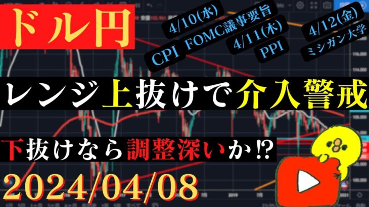 【ドル円】151~152円の攻防続く‼上抜けなら介入警戒‼10日は米CPI🐥2024/03/29🐥