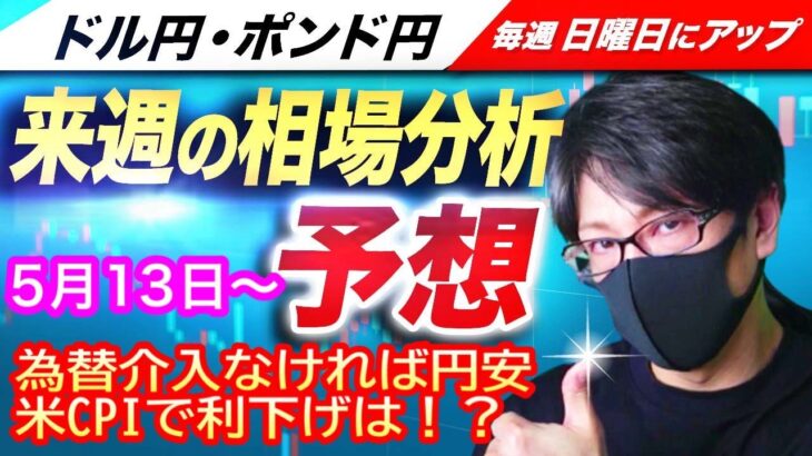 【FX来週の相場分析と予想】為替介入がなければ円安の流れ継続！注目の米消費者物価指数（CPI）利下げ時期が早まるか？ドル円とポンド円の来週の反発ポイントを見極めろ！（5月13日～5月17日）