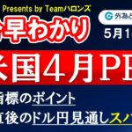 ドル/円見通しズバリ予想、３分早わかり「米４月PPI（卸売物価指）」2024年５月14日発表