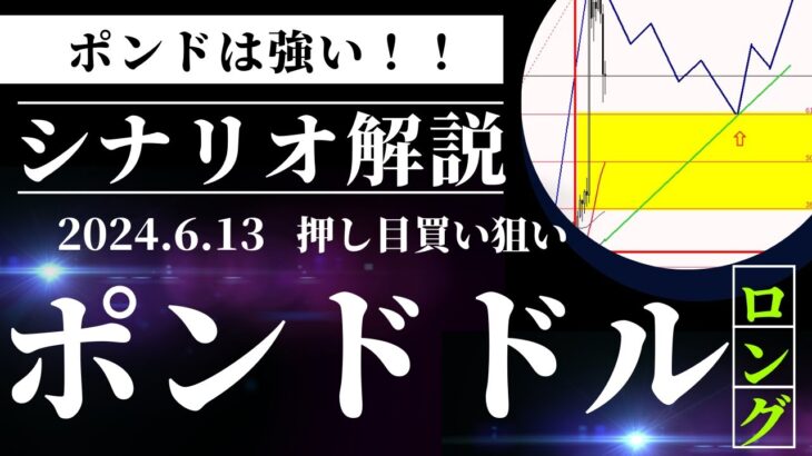 【ポンドドル】買いエントリー狙う　シナリオ解説【2024.06.13 FXシナリオ解説動画】