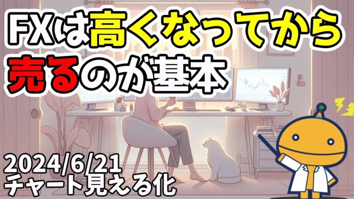 今日は焦らずしっかりと戻りを待とう！【日刊チャート見える化2024/6/21(ドル円、ポンド円、ユーロドル、ポンドドル等)【FX見える化labo】