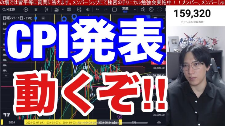 6/12、CPI発表。日本株動くぞ‼️NTT暴落、信用需給最悪で新NISA民キツイ。日経平均も利食い先行。円安加速でドル円上昇 。米国株、ナスダックも分岐点。仮想通貨ビットコイン下落