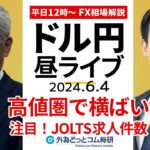 【FX】ライブ解説　高値圏での横ばいいつまで？注目のJOLTS求人件数｜為替市場の振り返り、今日の見通し配信  2024/6/4