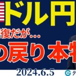 ドル円、この戻りは本物？昨晩からV字回復だが…（今日のFX予想）2024/6/5