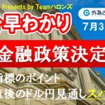 ドル/円見通しズバリ予想、３分早わかり「日銀金融政策決定会合」2024年7月31日発表