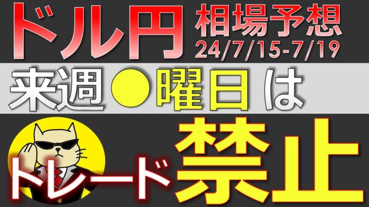 【ドル円最新予想】来週ドル円、●曜日だけはトレードするな！売り攻めの注意点も簡単解説！来週の為替相場予想と投資戦略！トランプ・小売売上高・CPI・為替介入に注目(24/7/15週)【FX】※