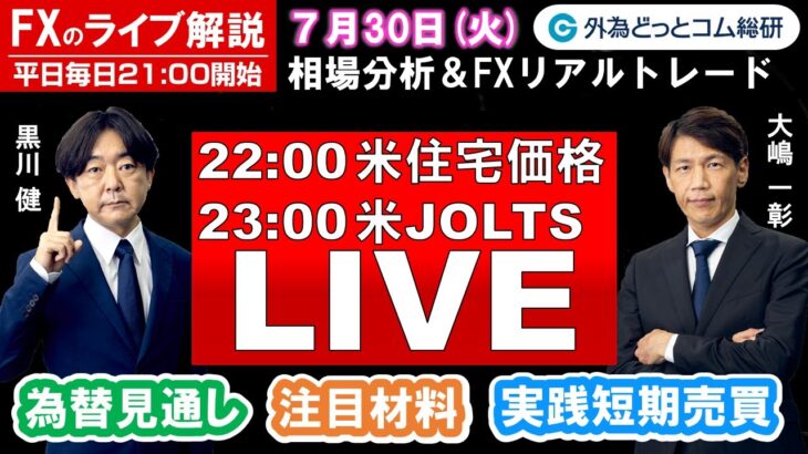 FXのライブ解説【実践リアルトレード】ドル/円、豪ドル/円、ユーロ/円、ポンド/円 徹底解説、注目材料（2024年7月30日)