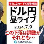 【FX】ライブ解説 ドル/円のこの下落は調整の範囲か？それとも…｜為替市場の振り返り、今日の見通し配信  2024/7/9