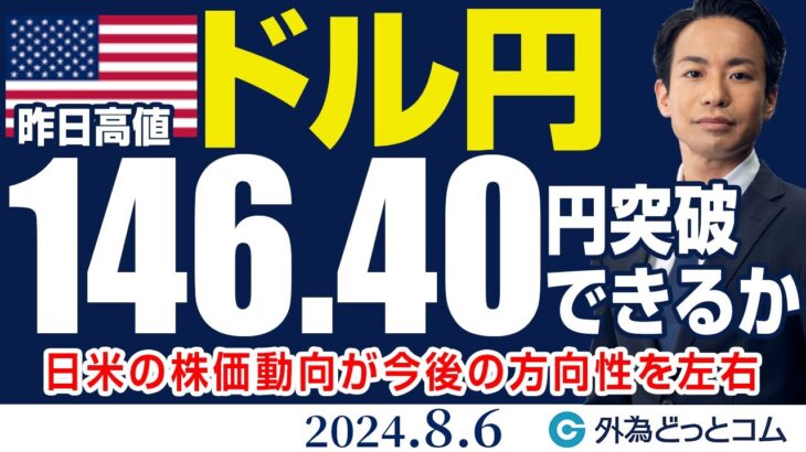 ドル円、146.40円突破なら更なる上昇の可能性！日米の株価動向が今後の方向性を左右（今日のFX予想）2024/8/6