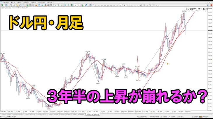 【ドル円】月足の大きなポイント｜エリオット波動分析 2024年8月19日