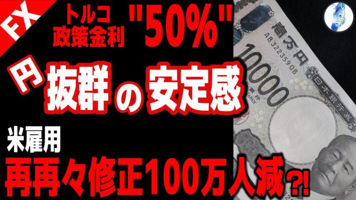 【日経平均 インデ ドル円 原油価格 ビットコイン円】トルコ政策金利”50%”／円抜群の安定感／米雇用再再々修正100万人減?!｜最新の相場を分析 2024年8月20日