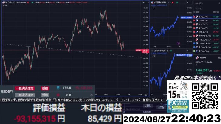 【FX生配信】ドル円売ったら捕まって爆損だんだけど。