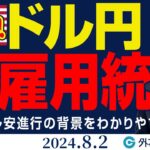 ドル円、上値重い展開が続く！米雇用統計が方向感を示す｜円高・ドル安進行の背景をわかりやすく解説（今日のFX予想）2024/8/2