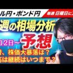 【FX来週の相場分析と予想】為替・株価大暴落！ドル円、円高継続するのか？夏休み相場でも値動きはあるのか？ドル円・ポンド円、来週の反発ポイントを見極めろ！（8月12日～8月16日）