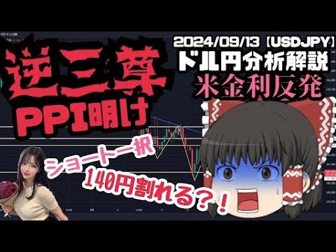 【ダマシの逆三尊】これ見れば勝てる　2024/09/13 ドル円分析解説【USDJPY】【ゆっくり解説】