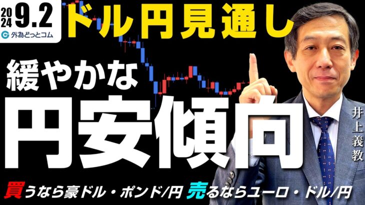 ドル円、緩やかな円安傾向｜買うなら豪ドル・ポンド/円 売るならユーロ・ドル/円　2024/9/2（月）井上義教