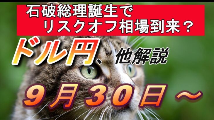 【TAKA FX】石破総理誕生でリスクオフ!?　ドル円他各通貨の環境認識解説。各種指数、GOLDなど　9月30日(月)～