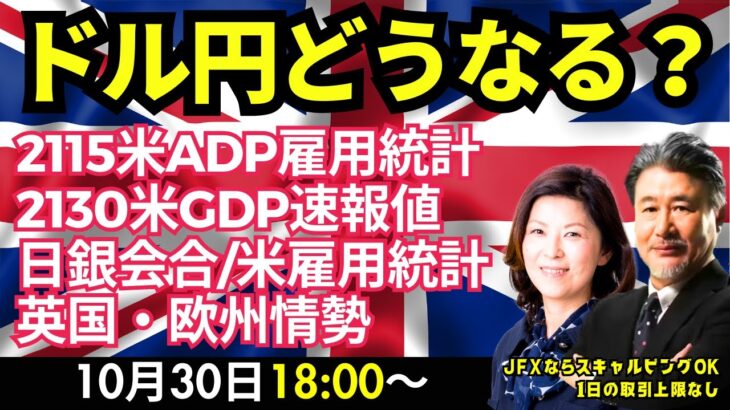 【為替】10/30  2115米ADP雇用統計/2130米GDPあり。レンジを下抜けLN勢は153.00攻め中。方向は戻り売りで153.60レベルで売りだが、指値せず。利食いは152.80でイメージ。