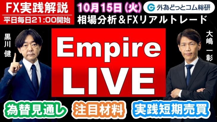 FX実践解説、相場分析＆リアルトレード、ドル円などの注目材料（2024年10月15日)