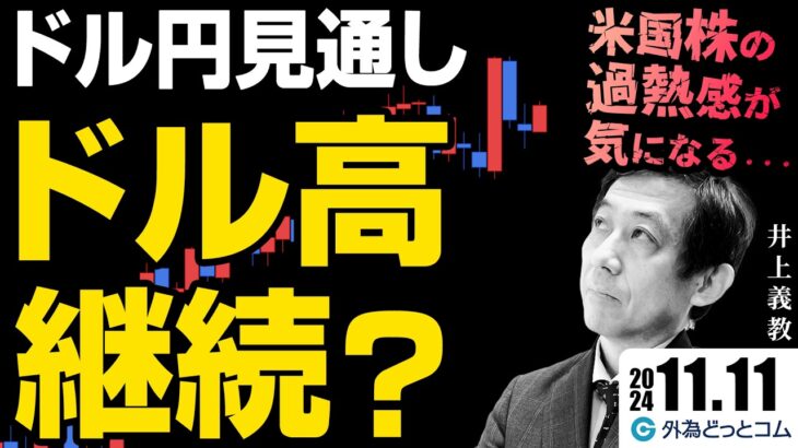 ドル円はドル高基調が続くか｜アメリカ株の過熱感に注意　2024/11/11（月）井上義教【FX/為替】#外為ドキッ