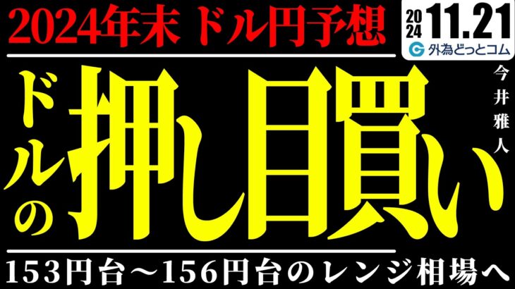 【2024年末ドル円予想】153円台～156円台で推移｜ドル押し目買い戦略！年内はレンジ相場が続くか　2024/11/21　今井雅人氏　FX/為替　#外為ドキッ