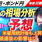 【FX来週の相場分析と予想】ドル円、米大統領選挙を前に長期金利上昇で反発！米雇用統計は下振れもドル買戻し！ドル円・ポンド円、来週の反発ポイントを見極めろ！（11月4日～11月8日）