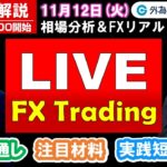 FX実践解説、相場分析＆リアルトレード、ドル円などの注目材料（2024年11月12日)