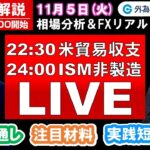 FX実践解説、相場分析＆リアルトレード、ドル円などの注目材料（2024年11月5日)