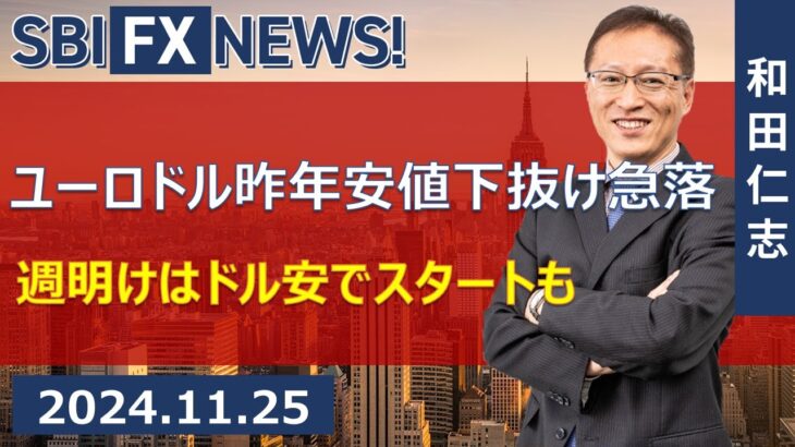 【SBI FX NEWS!】ユーロドル昨年安値下抜け急落　週明けはドル安でスタートも