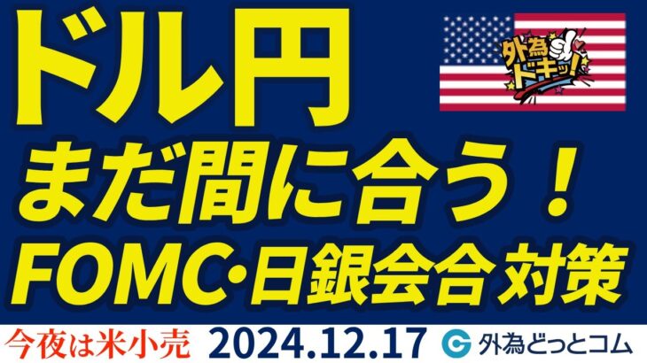 ドル円見通し まだ間に合う！FOMC、日銀会合の対策（今日のFX予想）2024/12/17　#外為ドキッ