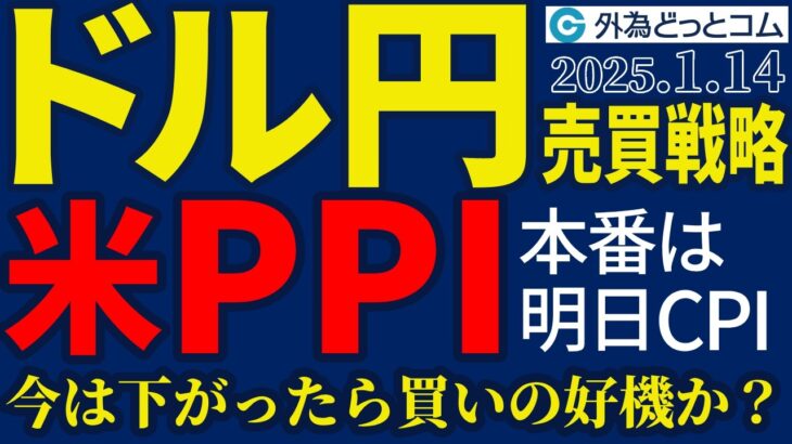 ドル円、米PPIを前に157円台…今は下がったら買いの好機か？｜本番は明日の米CPI（今夜のFX予想）2025/1/14　#外為ドキッ