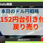 【ドル円】円高継続に向け、152円引き付け戻り売り戦略【FX 為替予想】