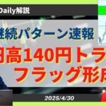 【ドル円】フラッグパターン形成で140円割れ円高トライへ【FX 為替予想】