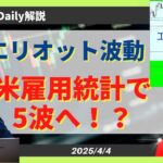 【ドル円】米雇用統計はエリオット波動4波→5波で円高！？【FX 為替予想】