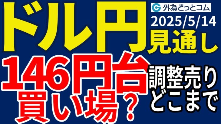 ドル円、147円割れは押し目買いポイント！？次の材料待ちとなるなか下値は限定的か（今夜のFX予想）2025/5/14 #外為ドキッ