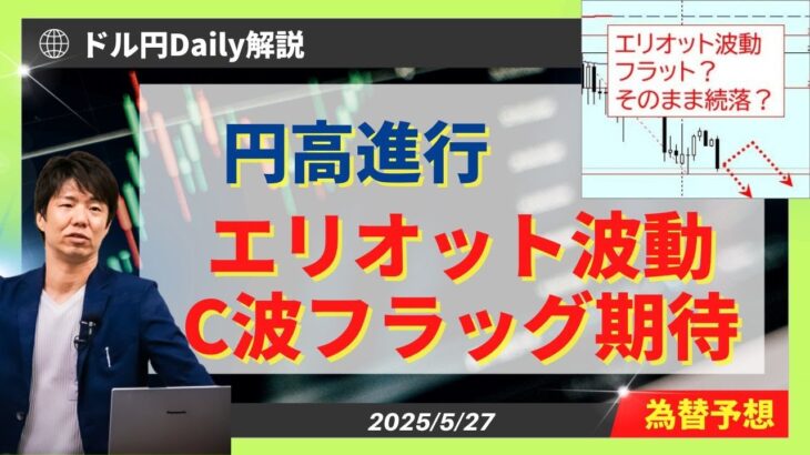 【ドル円】円高続伸！エリオット波動フラッグC波フラッグを期待【FX 為替予想】