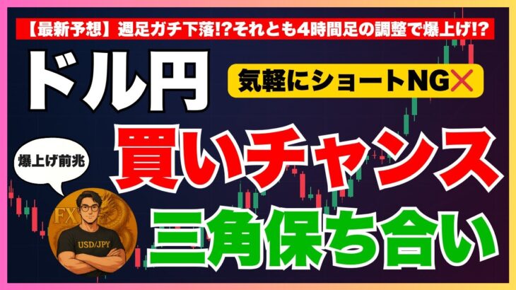 【FXドル円最新予想】爆上げ寸前!?三角保ち合いブレイク→押し目買いチャンス到来！